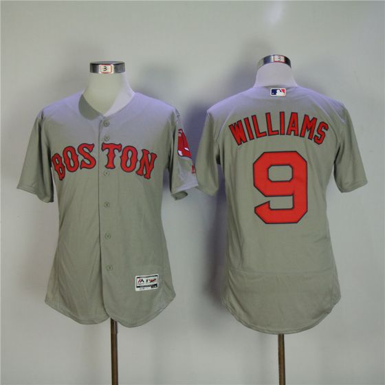Men Boston Red Sox #9 Ted Williams Grey Elite MLB Jerseys->->MLB Jersey